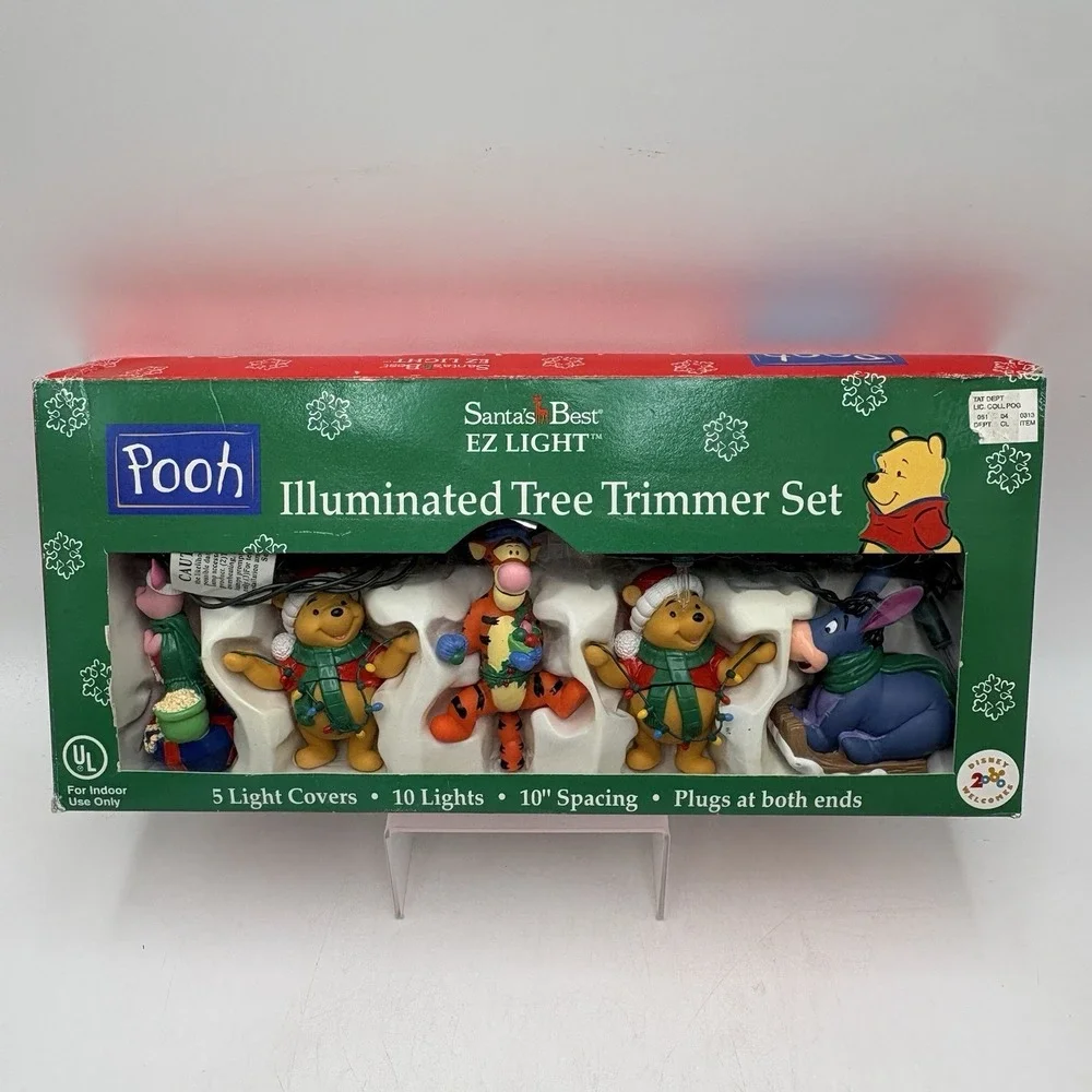 VTG EZ Lights, Santa's Best, Ten Light Pooh Illuminated Tree Trimmer Set (WORKS)